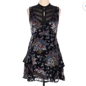 Free People Falling Leaves Velvet Rayon Silk Burnout Dress